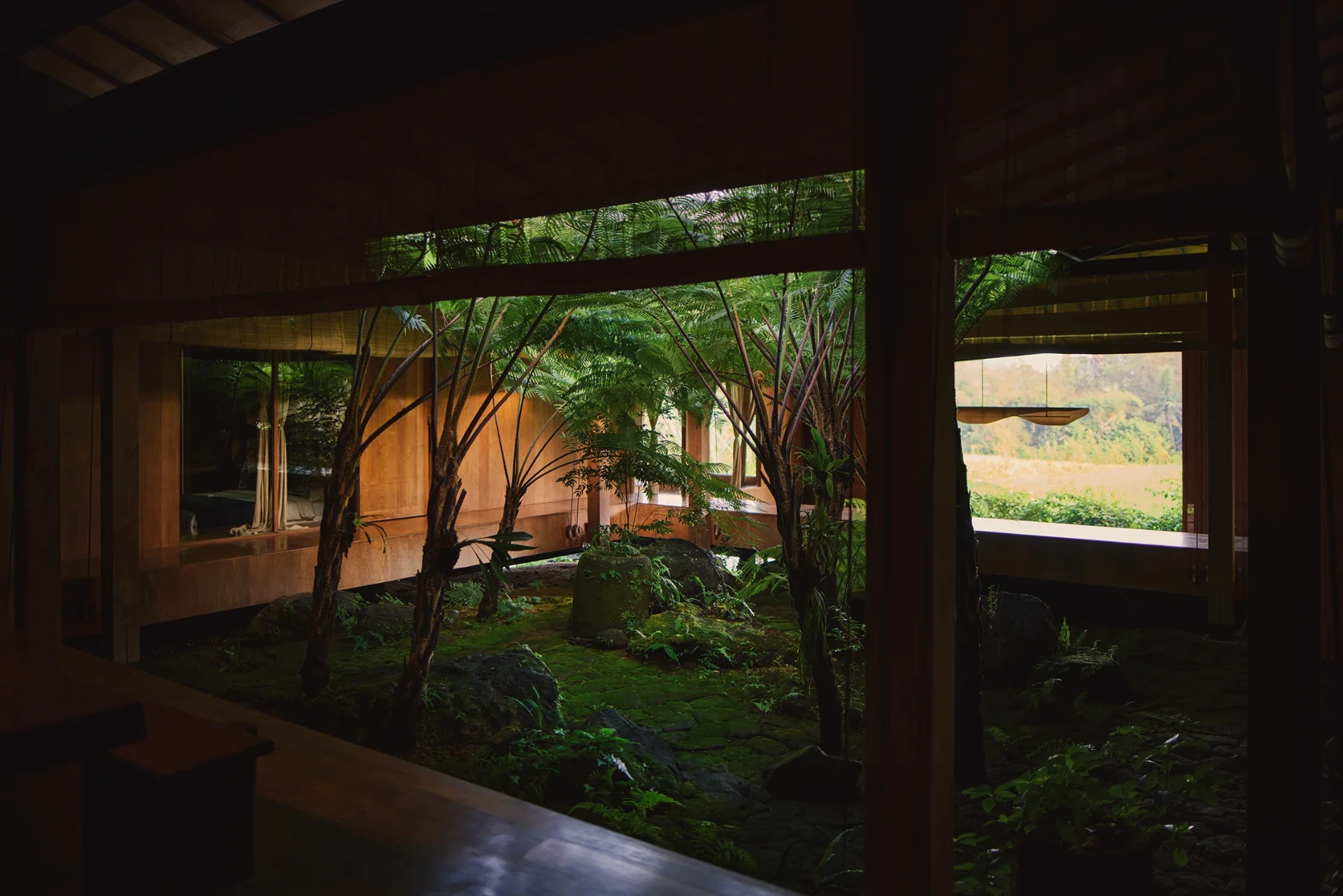Interior courtyard framed by the house structure